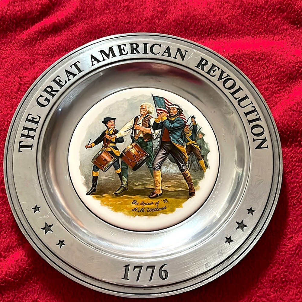 1975 Antique Pewter Great American Revolution 1776 Plate Canton Ohio